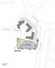 Site plan shows relationship of Institute to Reserve, neighborhood, streets, and future buildings. - Photo Credit: Courtesy architect