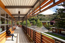 Shaded west elevation wrapping around Step Up Courtyard - Photo Credit: Josh Partee