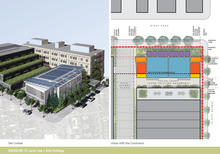 Densifying Developed Land: The project converts a tiny 11,000 SF former volleyball court into a 24,035 GSF educational facility devoted to the exploration of sustainable design innovation. Site opportunities are efficiently exploited on the constricted site, providing inviting outdoor spaces and enhancing environmental quality. - Photo Credit: LMS Architects