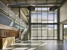 Fritted glass, sunshades, wheatboard were specified throughout - Photo Credit: Barry Halkin, Halkin Photography
